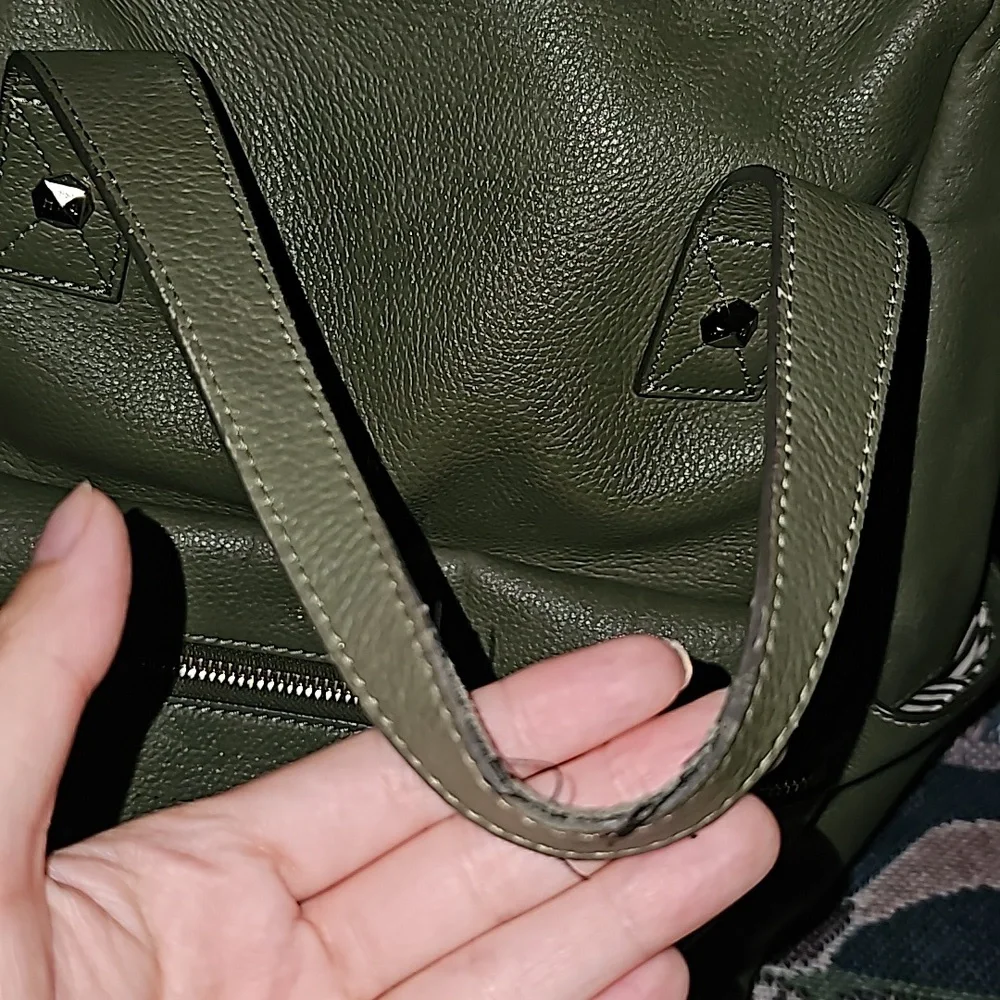 Henri Bendel New York bag backpack olive green leather bagpack